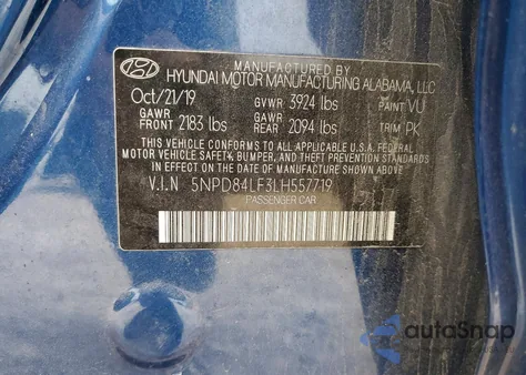 2020 Hyundai Elantra Sel z USA, uszkodzony, nr VIN 5NPD84LF3LH557719